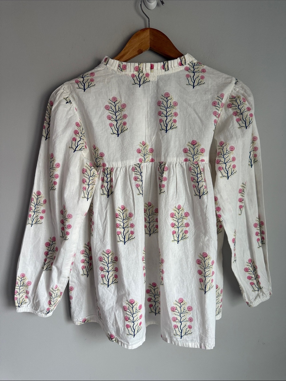 NEW Joshi Karina Pink Floral Print Peasant Blouse Boho Long Sleeve Top XS - Picture 6 of 8